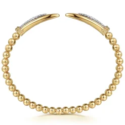Hot Gabriel & Co. 14K Yellow Gold Bujukan and Diamond Spike Open Bangle Bracelet