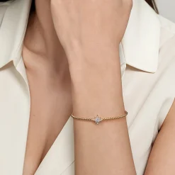 Discount Gabriel & Co. 14K Yellow Gold Bujukan and Diamond Starburst Split Bangle Bracelet
