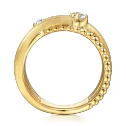 Discount Gabriel & Co. 14K Yellow Gold Bujukan and Diamond Criss Cross Ring