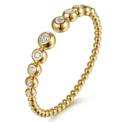 Outlet Gabriel & Co. 14K Yellow Gold Bujukan and Graduating Diamond Split Bangle Bracelet