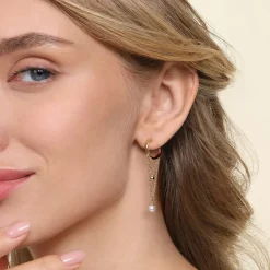 Gabriel & Co. 14K Yellow Gold Bujukan And Pearl Huggie Drop Earrings