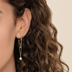 Gabriel & Co. 14K Yellow Gold Bujukan And Pearl Huggie Drop Earrings