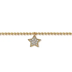 Gabriel & Co. 14K Yellow Gold Bujukan and White Sapphire Star Charm Bracelet