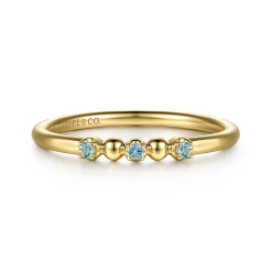 New Gabriel & Co. 14K Yellow Gold Bujukan Ball and Blue Topaz Stackable Ring
