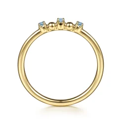 New Gabriel & Co. 14K Yellow Gold Bujukan Ball and Blue Topaz Stackable Ring