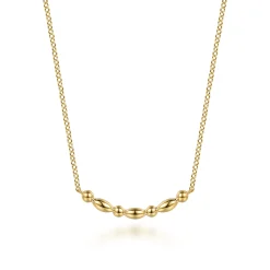 Clearance Gabriel & Co. 14K Yellow Gold Bujukan Ball Puffy Maquise Bar Necklace