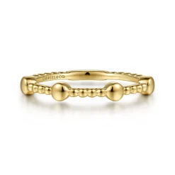 New Gabriel & Co. 14K Yellow Gold Bujukan Ball Station Stackable Ring