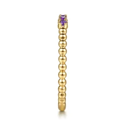 Clearance Gabriel & Co. 14K Yellow Gold Bujukan Bead and Amethyst Stackable Ring