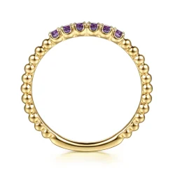 Clearance Gabriel & Co. 14K Yellow Gold Bujukan Bead and Amethyst Stackable Ring