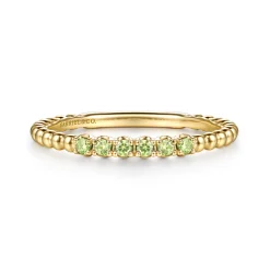 Gabriel & Co. 14K Yellow Gold Bujukan Bead and Peridot Stackable Ring