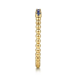 New Gabriel & Co. 14K Yellow Gold Bujukan Bead and Sapphire Stackable Ring