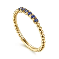 New Gabriel & Co. 14K Yellow Gold Bujukan Bead and Sapphire Stackable Ring