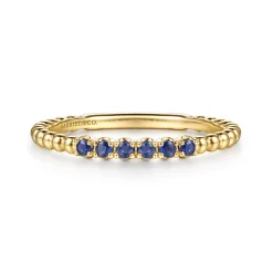 New Gabriel & Co. 14K Yellow Gold Bujukan Bead and Sapphire Stackable Ring