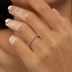 New Gabriel & Co. 14K Yellow Gold Bujukan Bead and Sapphire Stackable Ring