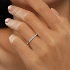 Gabriel & Co. 14K Yellow Gold Bujukan Bead and Blue Topaz Stackable Ring