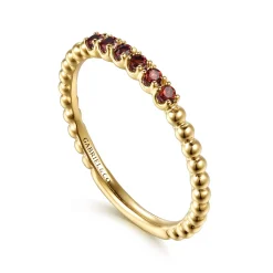 Outlet Gabriel & Co. 14K Yellow Gold Bujukan Bead and Garnet Stackable Ring