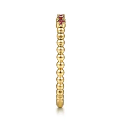 Outlet Gabriel & Co. 14K Yellow Gold Bujukan Bead and Garnet Stackable Ring