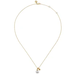 Best Gabriel & Co. 14K Yellow Gold Bujukan Bead and Pearl Pendant Necklace