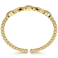 New Gabriel & Co. 14K Yellow Gold Bujukan Beaded Cuff Bangle Bracelet