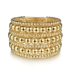 Hot Gabriel & Co. 14K Yellow Gold Bujukan Beaded Easy Stackable Ring