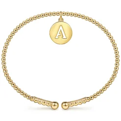 Discount Gabriel & Co. 14K Yellow Gold Bujukan Beaded Initial A Cuff Bangle Bracelet