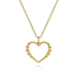 Outlet Gabriel & Co. 14K Yellow Gold Bujukan Beaded Open Heart Pendant Necklace