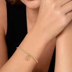 Online Gabriel & Co. 14K Yellow Gold Bujukan Beaded Tree of Life Charm Cuff Bangle Bracelet