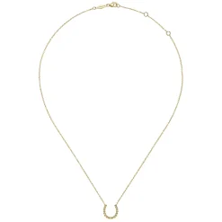 New Gabriel & Co. 14K Yellow Gold Bujukan Bead Horseshoe Necklace