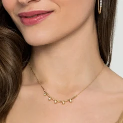 New Gabriel & Co. 14K Yellow Gold Bujukan Bead Necklace with Diamond Drops