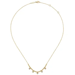 New Gabriel & Co. 14K Yellow Gold Bujukan Bead Necklace with Diamond Drops