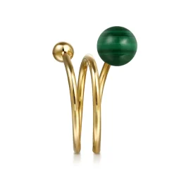Hot Gabriel & Co. 14K Yellow Gold Bujukan Beads and Malachite Bypass Ring