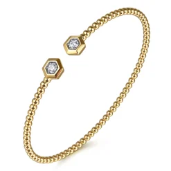 Outlet Gabriel & Co. 14K Yellow Gold Bujukan Beads and Diamond Split Bangle Bracelet