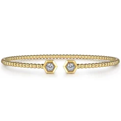 Outlet Gabriel & Co. 14K Yellow Gold Bujukan Beads and Diamond Split Bangle Bracelet