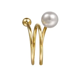 Discount Gabriel & Co. 14K Yellow Gold Bujukan Beads and Pearl Bypass Ring