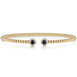Discount Gabriel & Co. 14K Yellow Gold Bujukan Bead Split Cuff Bracelet with Sapphire and Diamond