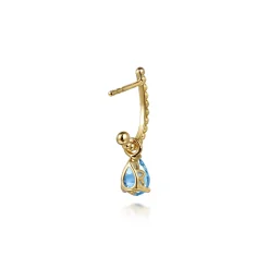 Outlet Gabriel & Co. 14K Yellow Gold Bujukan Blue Topaz J Hoop Earrings