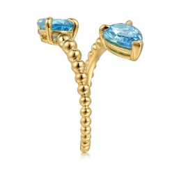 Best Gabriel & Co. 14K Yellow Gold Bujukan Blue Topaz Bypass Ladies Ring
