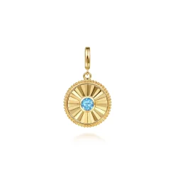 Clearance Gabriel & Co. 14K Yellow Gold Bujukan Blue Topaz Medallion Pendant With Detachable Bail