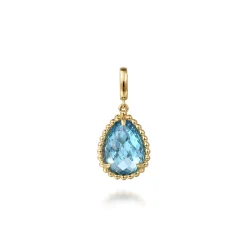 Hot Gabriel & Co. 14K Yellow Gold Bujukan Blue Topaz Charm With Detachable Bail