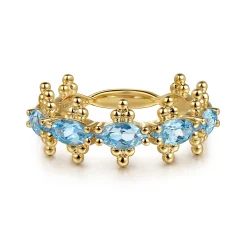 Discount Gabriel & Co. 14K Yellow Gold Bujukan Blue Topaz Fashion Ring
