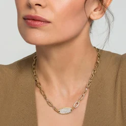 Gabriel & Co. 14K Yellow Gold Bujukan Chain Necklace with Pave Diamond Pendant