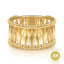 Sale Gabriel & Co. 14K Yellow Gold Bujukan Classic Wide Band Ladies Ring
