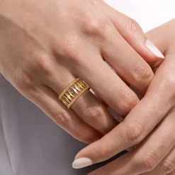 Sale Gabriel & Co. 14K Yellow Gold Bujukan Classic Wide Band Ladies Ring