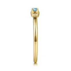 Best Gabriel & Co. 14K Yellow Gold Bujukan Clover and Blue Topaz Stackable Ring