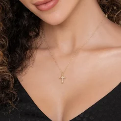 Online Gabriel & Co. 14K Yellow Gold Bujukan Cross Diamond Pendant Necklace