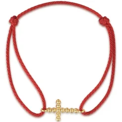 Hot Gabriel & Co. 14K Yellow Gold Bujukan Cross Red Cord Bracelet