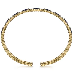 Sale Gabriel & Co. 14K Yellow Gold Bujukan Cuff Bracelet with Marquise Sapphire and Round Diamonds