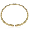 Gabriel & Co. 14K Yellow Gold Bujukan Cuff Bracelet with Marquise and Round Diamonds