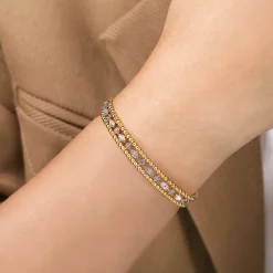 Gabriel & Co. 14K Yellow Gold Bujukan Cuff Bracelet with Marquise and Round Diamonds