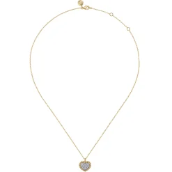 New Gabriel & Co. 14K Yellow Gold Bujukan Diamond Pave Heart Necklace